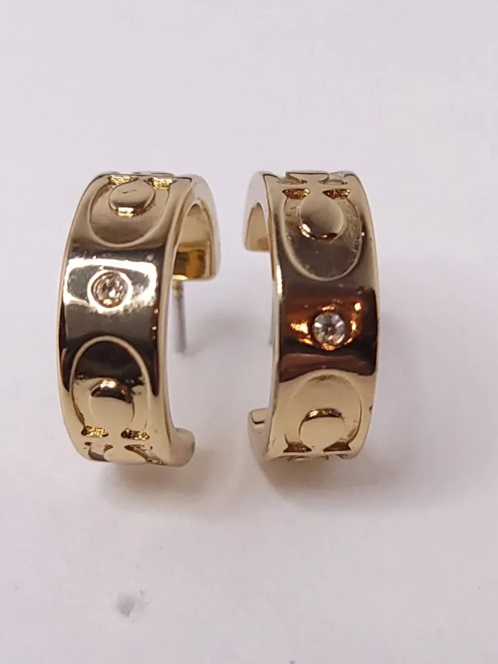 Gold Tone Cuff Coach Earrings - Picture 5 of 7